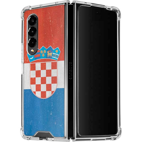 Croatia Flag Distressed Galaxy Z Fold4 5G Clear Case